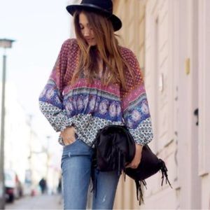 Bright, Floral peasant top Size Medium